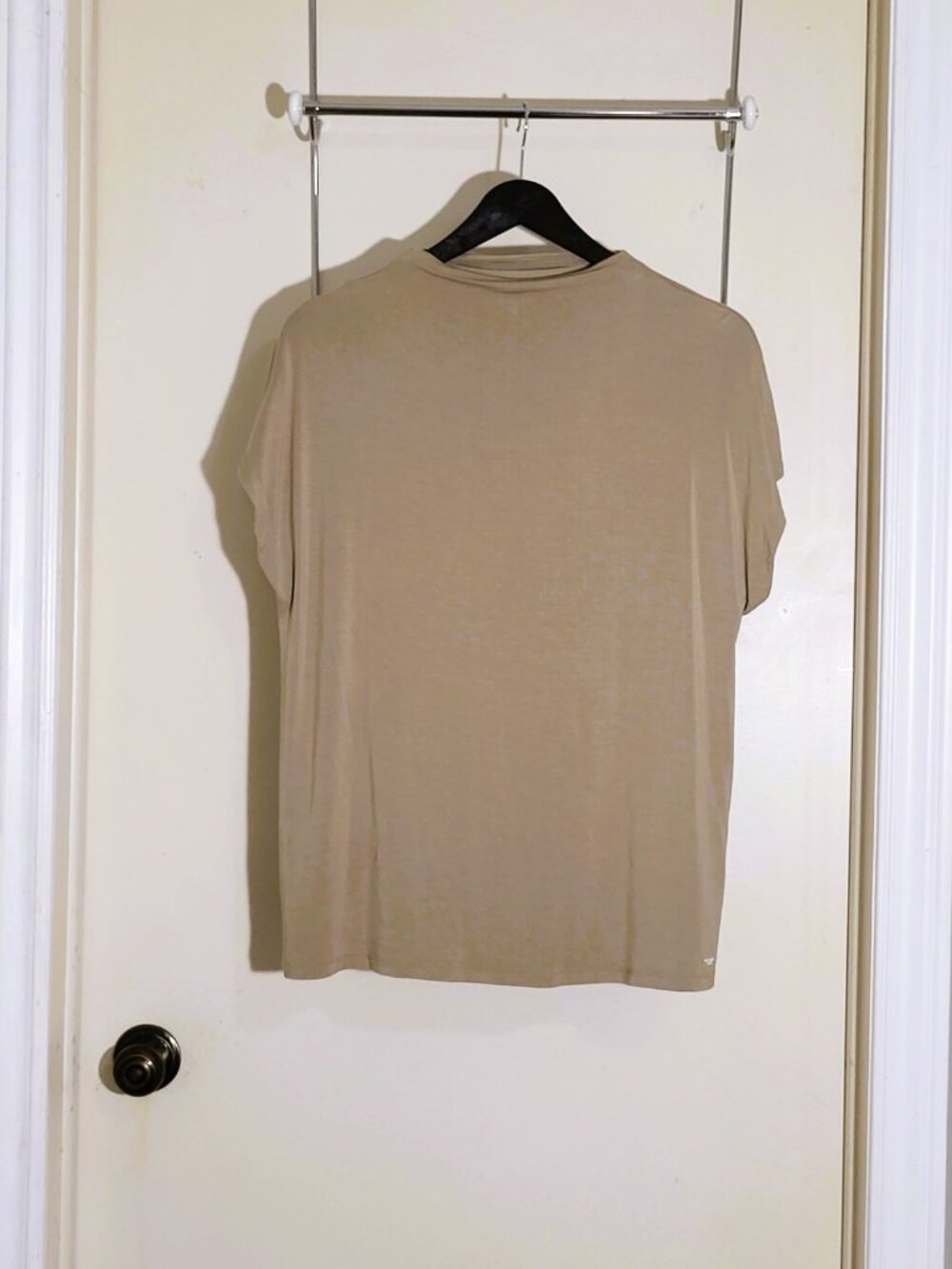 Stylish Calvin Klein Cap Sleeves Blouse. Taupe - Picture 3 of 10